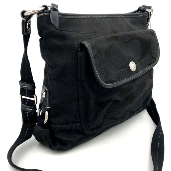 Coach Ashley Black Daisy Signature Canvas/Leather Crossbody Bag F16550 - Picture 3 of 9